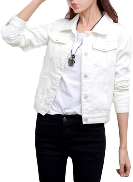 Amazon キリル Kiriru レディースファッション トップス アウター Gジャン デニム ジャケット ブルゾン 長袖 ショート丈 ジーンズ ダメージ加工 羽織 ボタンビック Big Gジャン かっこいい おしゃれ ジージャン Xxl ホワイト コート ジャケット 通販