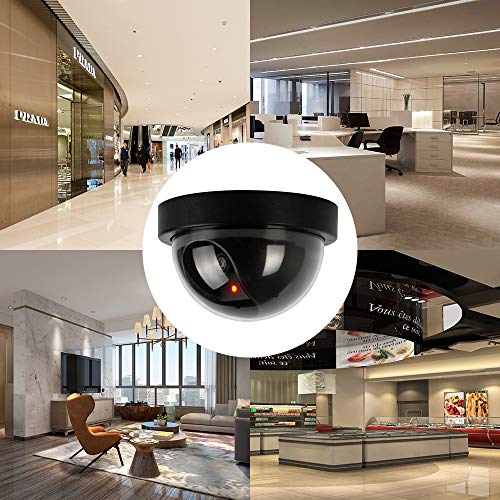 Fake Dummy Security Camera, Spessn Indoor Outdoor CCTV Surveillance System Flashing Red LED Light(Black)