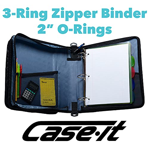 Caseit The Universal Zipper Binder 2 Inch ORings Padded Pocket
