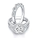 VAN RORSI&MO 2.0ct Round Engagement Wedding Ring Set for Women 18K Gold Plated Sterling Silver Bridal Set