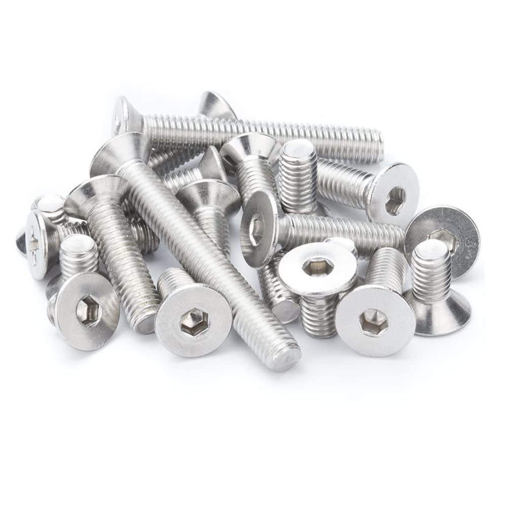 CONPHERON Flat Head Hex Socket Cap Screws Countersunk Allen Screw Bolts 304 Stainless Steel Machine Screws M3x25mm,50 pcs