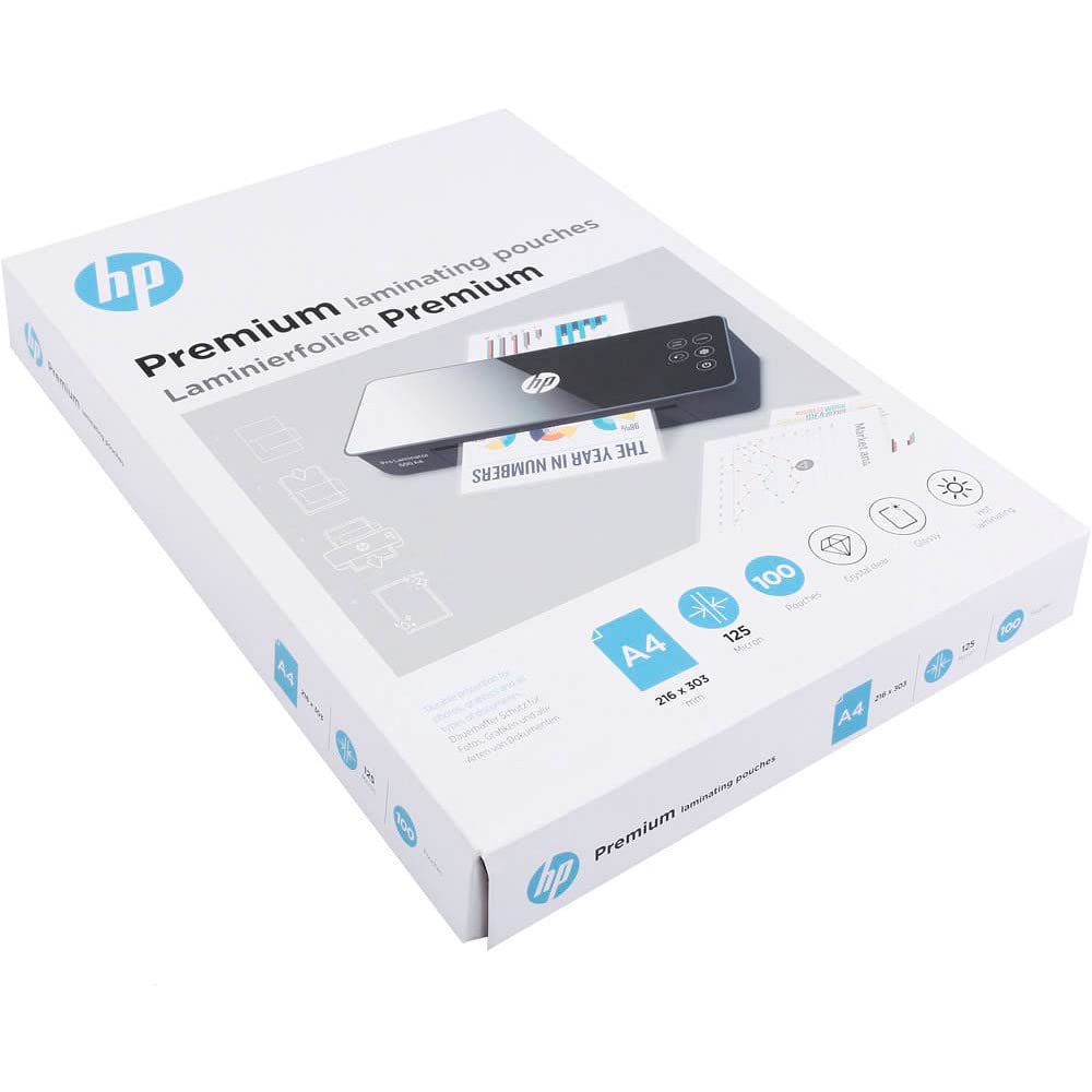HP Premium Laminating Pouches, A4, 125 Micron, Pack of 100