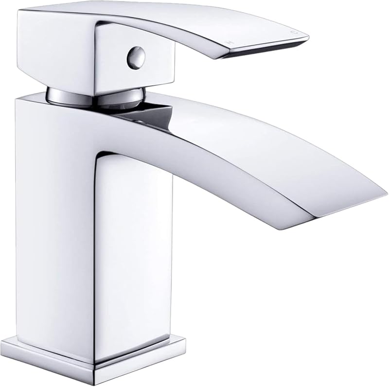 Funime Bathroom Sink Mixer Tap with Waterfall Spout Chrome Brass 1 Hole