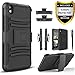 HTC Desire 816 Case, Combo Rugged Shell Cover Holster with Built-in Kickstand and Holster Locking Belt Clip + Circle(TM) Stylus Touch Screen Pen and Screen Protector Black