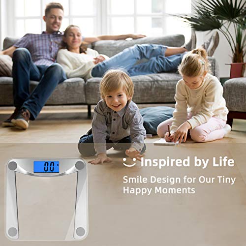 Vitafit-Digital-Body-Weight-Bathroom-Scale-Weighing-Scale-with-Step-On-TechnologyExtra-Large-Blue-Backlit-Display-and-Batteries-Included-400-PoundsClear-Glass