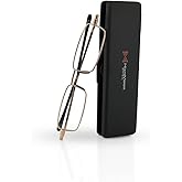 MicroVision Optical Flat Folding Reading Glasses With Compact Case For Women and Men, Slim, Foldable Frame Eyeglasses