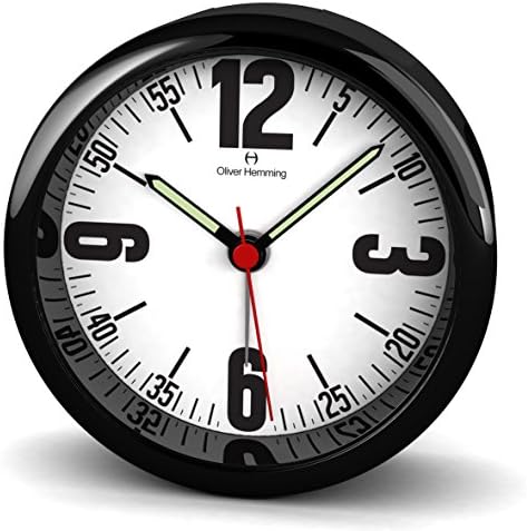 Oliver Hemming Acrylic Alarm Clock with Cool Numbered Dial - Black