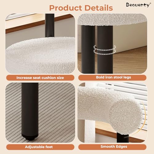 Beauenty Vanity Chair, Cashmere Makeup Chairs with Back, Modern Dining Chair with Metal Legs, Sofa Stool Vanity Stool for Dressing Room, Bedroom, Makeup Room (Black)