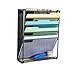 DESIGNA Mesh Hanging Wall Organizer, Wall Mount Document Letter Tray File Holder Office Supplies Storage Workspace Mail Organizer for Notebooks,Planners,File Folders - 5 Pockets, Black