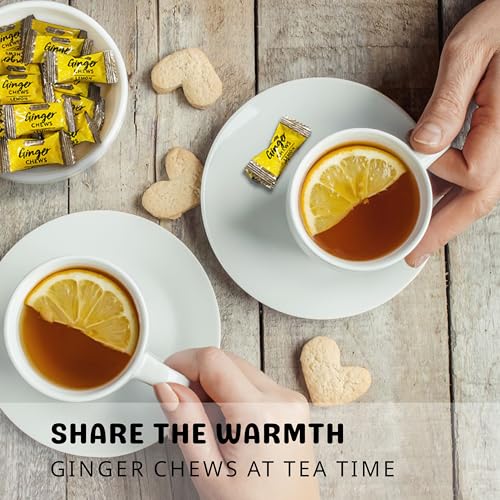 BALI’S BEST GINGER CHEWS, ZESTY LEMON FLAVOR, 5.08 OZ, INDIVIDUALLY WRAPPED SOFT CANDY, MADE WITH 100% REAL GINGER, DIGESTIVE HEALTH SUPPORT, UPSET STOMACH RELIEF, HALAL