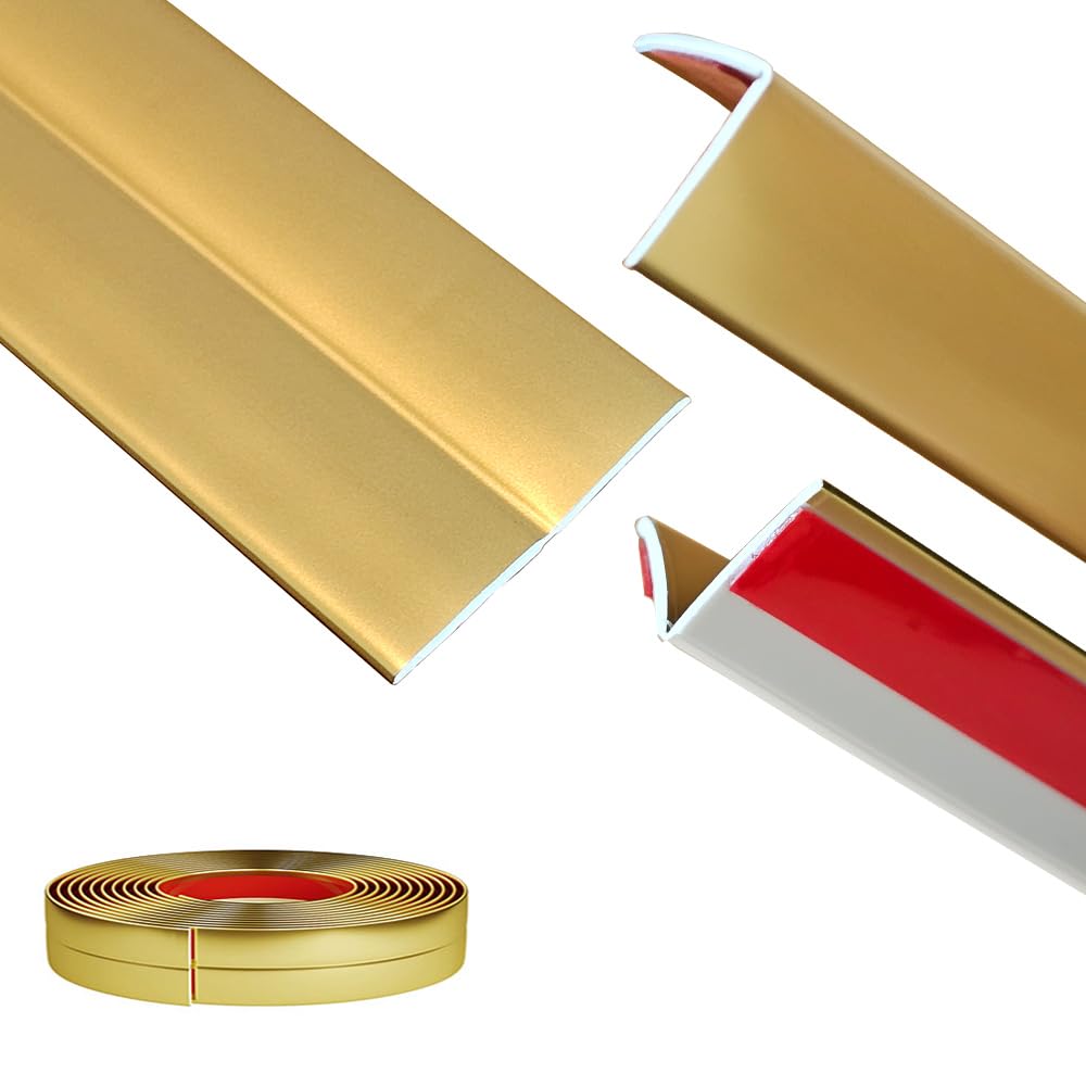 Photo 1 of LaRolls Inside Outside Corner Molding Trim & Edge Protector, Peel and Stick, Flexible, Self -Adhesive, Wall Moulding for Baseboard Countertop Door Frame Decoration, Matte Gold, 20ft, AD416G2