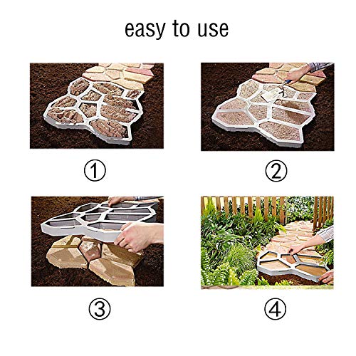 Proshopping Concrete Pavement Mold, Garden Walk Maker, Large Path mold, Reusable DIY Paving Mould, Plastic Pathmate Stone Mold - for Patio Paving Cement Brick Stone Road (Size 13.7"x13.7"x1.4") - Thumbnail 4