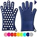 Finally! Heavy-Duty Women's Silicone Oven Mitts by Love This Kitchen | 2 Sizes Available in 9 Colors | Heat Resistant Gloves For Her Cooking, Baking & Barbecue Needs (1 Pair, M/L, Blue)