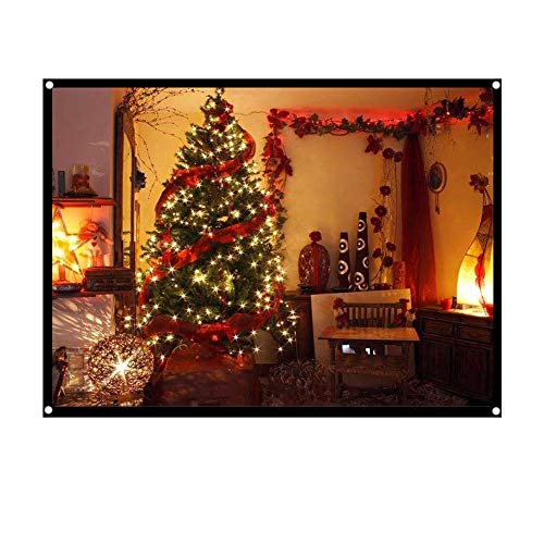 Richer-R Projector Screen,Rear Projection Screen 60-100 Inch Portable Foldable Non-crease Projector Curtain Screen 4:3 for Outdoor Camping Movie Open-air Cinema,White(72in)