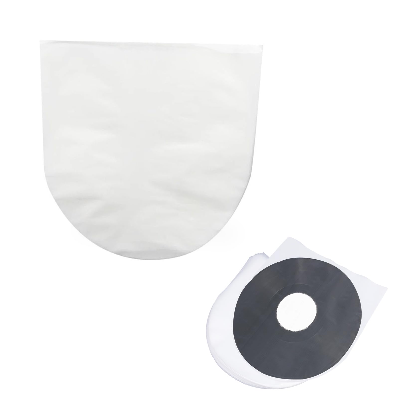 Spldsun Record Sleeves, Pack of 50, Semi-Transparent, Durable, Anti-Static, Rounded Corners, 12" Inner Sleeves
