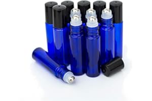ZEJIA 10ml Roller Bottles 12Pack Cobalt Blue Thick Glass Essential Oil Roller Bottles Stainless Steel Roller Ball with 2 Droppers