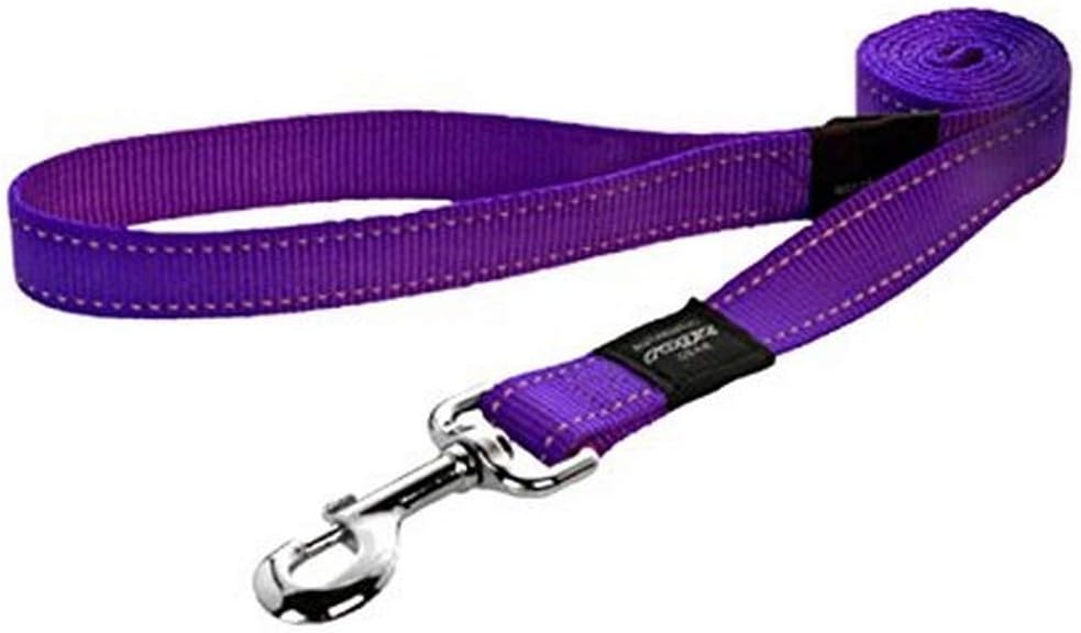 Rogz Reflective 1 and 5/8-Inch Landing Strip 18-Inch Long Dog Lead, XXLarge, Purple