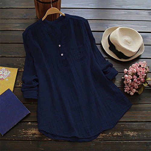 HGWXX7 Womens Solid Plus Size Long Sleeve Cotton Loose Tunic Tops T Shirt Blouse