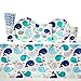 Lil' Spout Blue Baby Shower Party Supplies Pack for 16 Guests | Straws, Dinner Plates, Luncheon Napkins, Cups, and Table Cover | Cute Baby Shower Party Supplies Featuring Whale Baby Shower Plates!