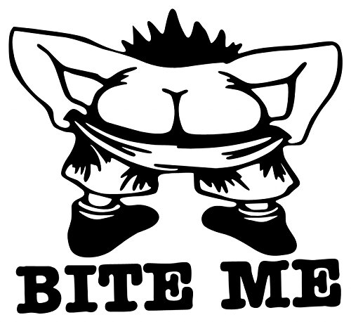 Bite Me Funny Vinyl Decal Sticker | Cars Trucks Vans Walls Laptops Cups| Black | 6 inches | KCD916