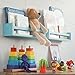 Wallniture Utah Nursery Book Shelves - Set of 2 Floating Bookshelf for Kids Room - Multi-use Kitchen Spice Rack and Bathroom Organizer, Wood Blue