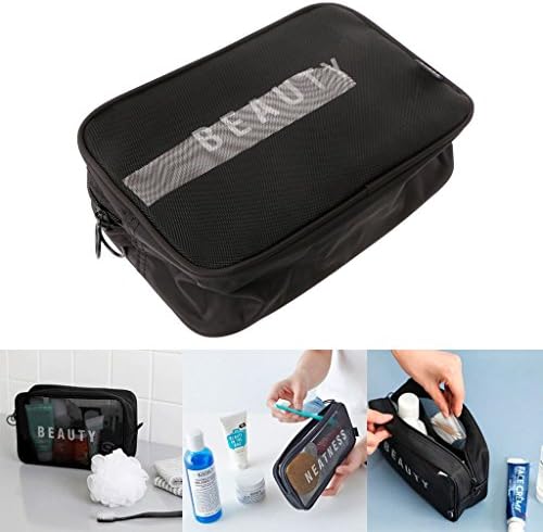 Timberlark Mesh Breathable Travel Bag,Portable Cosmetic Organizer Bag Storage Makeup Pouch,Black (M)
