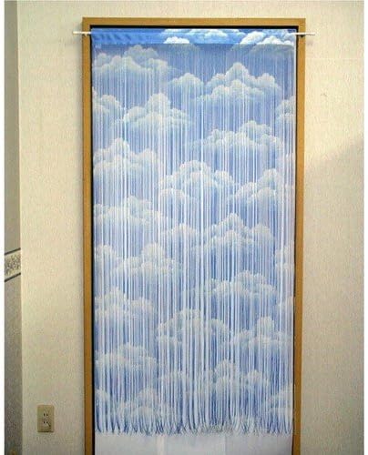Amazon 国産品 すだれ風 ヒモのれん 雲 ブルー 約幅85 丈170cm カット可 のれん オンライン通販