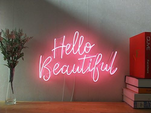 Hello Beautiful Real Glass Neon Sign For Bedroom Garage Bar Man Cave Room Home Decor Handmade Artwork Visual Art Dimmable Wall Lighting Includes Dimmer