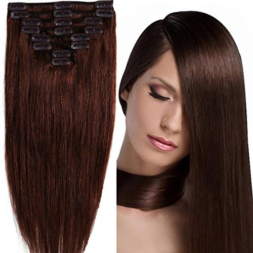 100% Real Remy Clip Grade AAAAA Natural Hair Full Head Standard Weft 8 Pieces 18 Clips in Hair Extensions Long Smooth Soft Silky Straight for Fashion Women
