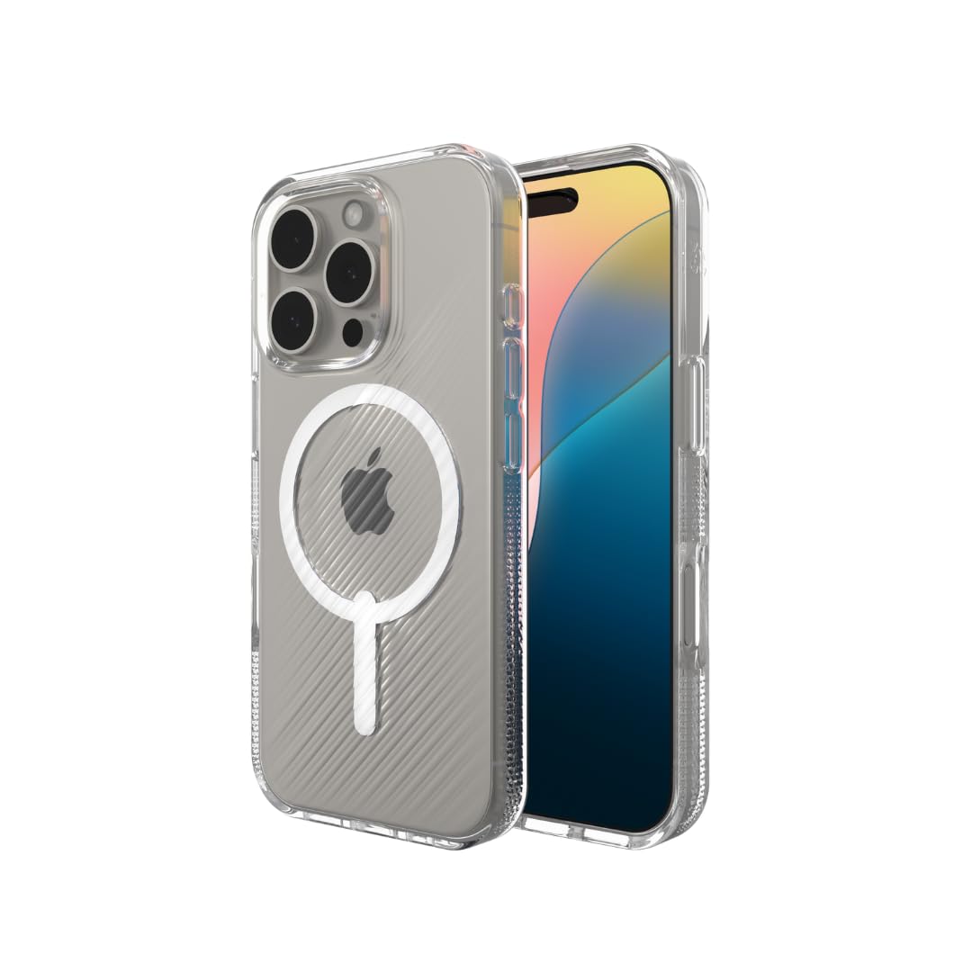 ZAGG Luxe Snap Graphene-Reinforced Case for iPhone 16 Pro [6.3-Inch], MagSafe Compatible, Slim and Comfortable Design, Shockproof Phone Back Cover (Transparent)