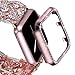VIQIV Bling Protective Face Bumper Case Cover for Compatible with Apple Watch 38mm 42mm 40mm 44mm, Crystal Diamond Plate Frame Compatible with Apple iWatch Series 4 3 2 1 Rose Pink