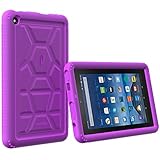 Fire 7 2015 Case - Poetic Rugged Protective Silicone Case [Corner/Bumper Protection][Grip][Sound-Amplification][Bottom Air Vents] for Amazon Fire 7 5th Gen (2015) Purple