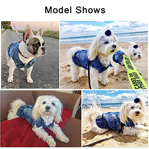 LKEX Dog Jean Jacket, Cool and Soft Shirt, Pet Blue Denim Coat, Classic