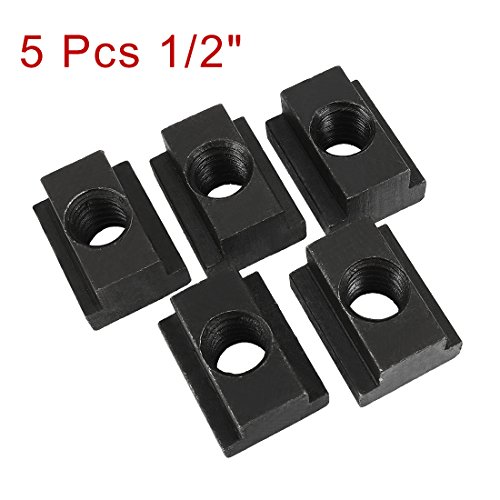 uxcell 1/2-inch Female Thread Steel T-Slot Nut Grade 10.9 Tapped Through 5pcs - Thumbnail 5