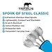Tapirus Stainless Steel Classic Sporks Set of 4 - Save Space When Camping, Hiking or Backpacking - Heavy Duty Fire Proof Metal Tool - Long Handle, Reusable and Extra Light for Travel - with Case