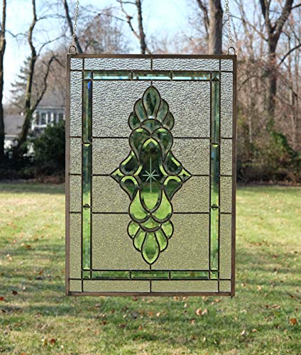 ANGIEHAIE Glass Beveled Window Panel 19" x 27"