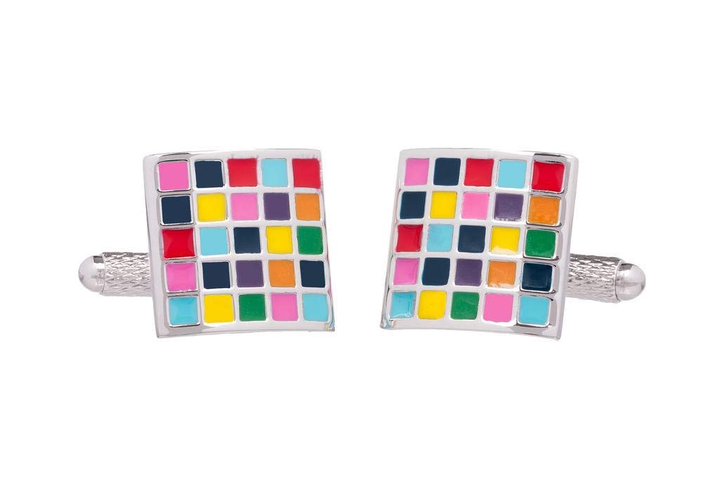 Multi Colour Cufflinks for Men Square Checkerboard Cufflink by Onyx Art London