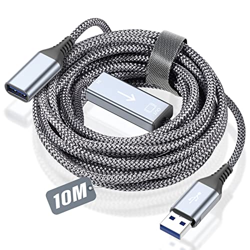 USB 3.0 Verlängerung Kabel 10M, Verlängerungskabel USB-A Stecker auf A Buchse Nylon USB Kabel Verlängerung Verstärker 5Gbps Superschnelle für Kartenle