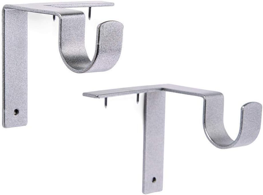 Window Treatment Hardware - Kwik-Hang Single Curtain Rod Brackets – No Drill, No Damage – Perfect Curtains Every Time – 1” Silver