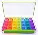 Motech Moisture Resistant 7-Day 28-Cell Pill Organizer Weekly Daily Rainbow Colored Large Medicine Planner Box for Vitamins Fish Oil Supplements Prescription Medication