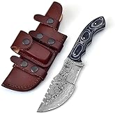 Poshland TR-1168 Custom Handmade Damascus Steel 10 Inches Tracker Knife - Perfect Grip Black Micarta Handle