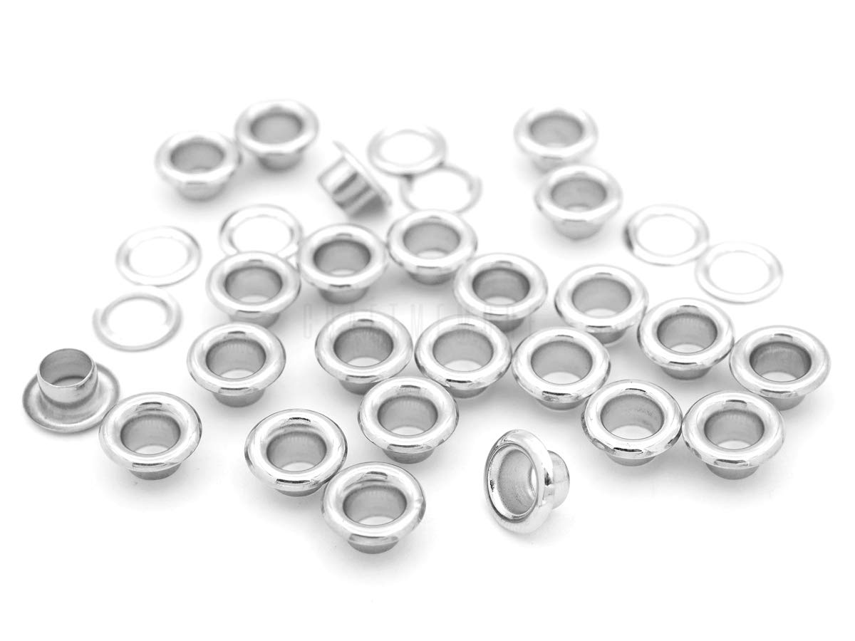 CRAFTMEMORE 300 Pack Aluminium Grommets Eyelets with Washers for Shoes, Bead Cores, Clothes, Leather, Canvas (0.16" (4mm))
