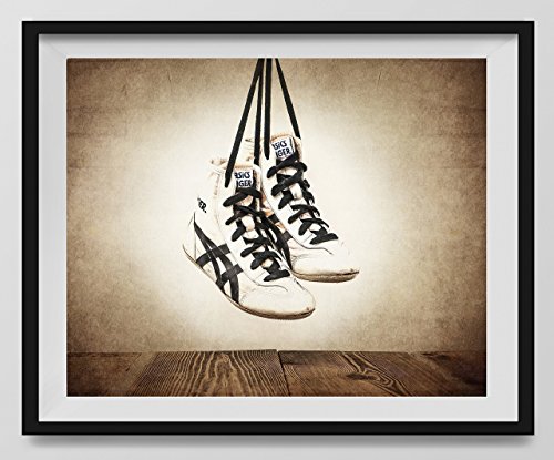 Vintage Wrestling Shoes On Vintage Background Fine Art Import It All