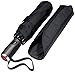 LifeTek Traveler 45 FX1 Windproof Travel Umbrella, Automatic Open Close, Compact for Rain and Sun, Fits in Purse or Backpack, Strong Lightweight Durable Frame, UV Protection, Small and Portable Black