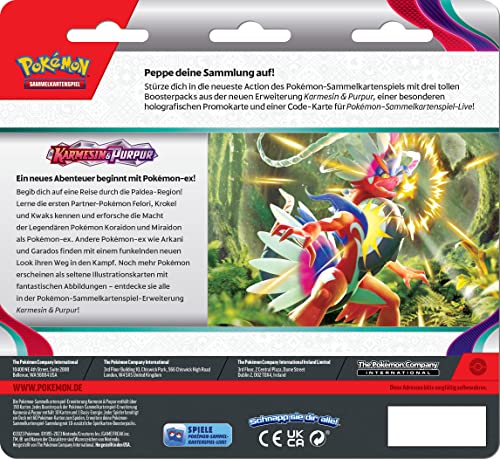 Pokémon-Sammelkartenspiel: 3er-Pack Karmesin & Purpur - Heerashai (3 Boosterpacks & 1 holografische Promokarte) 2