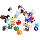 UUYYEO 20 Pcs Small Glass Mushroom Beads Cute Mushroom Charms Spacer Loose Beads Earring Making Beads for Jewelry Making