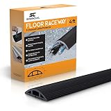 Simple Cord Floor Cord Cover - 4 Ft Black Duct Cord Protector Covers Cables, Cords, or Wires - 3 Channel On Floor Raceway for Sidewalks or Walkways, in The Home or Office Doorways (4 ft)