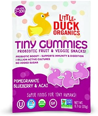 Little Duck Organics Tiny Gummies Probiotic Fruit and Veggie Baby/Kid Snack, Pomegranate Blueberry Acai, 3 Ounce