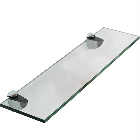 Melko® Glasablage, Glasregal ideal für Bad, Dusche und zur modernen Dekoration mit Halterung aus Edelstahl 80 x 10 x 0,8 cm, 