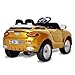 Costzon Ride On Car, 6V Battery Powered Vehicle, Manual/ 2.4G Parental Remote Control Modes Car w/Flashing Wheel Lights, Swing Function, 3 Speeds, Bluetooth, MP3, Music, Radio, Horn for Kids (Gold)